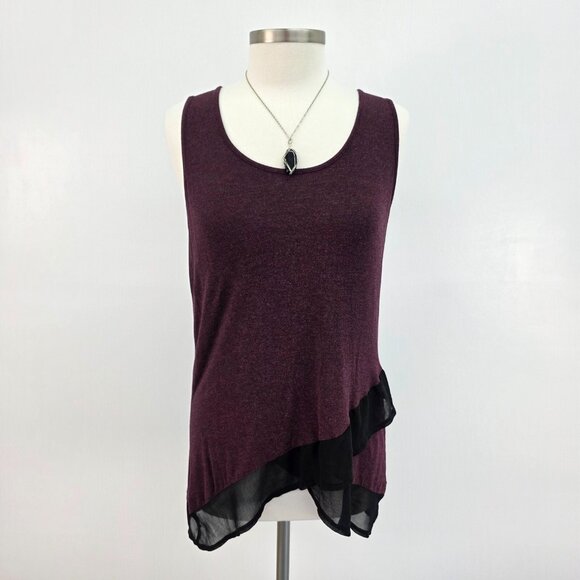 Vanity Tank Top Womens Size L Plum Purple Sleeveless Asymmetric Hem Scoop Neck - Picture 1 of 12